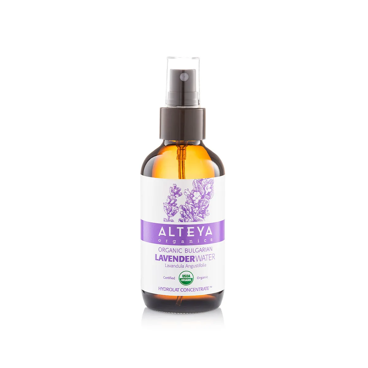 Organic Bulgarian Lavender Water 120ml Amber Glass Spray Bottle