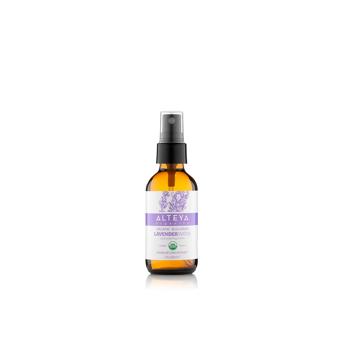 Organic Bulgarian Lavender Water 60ml Amber Glass Spray Bottle